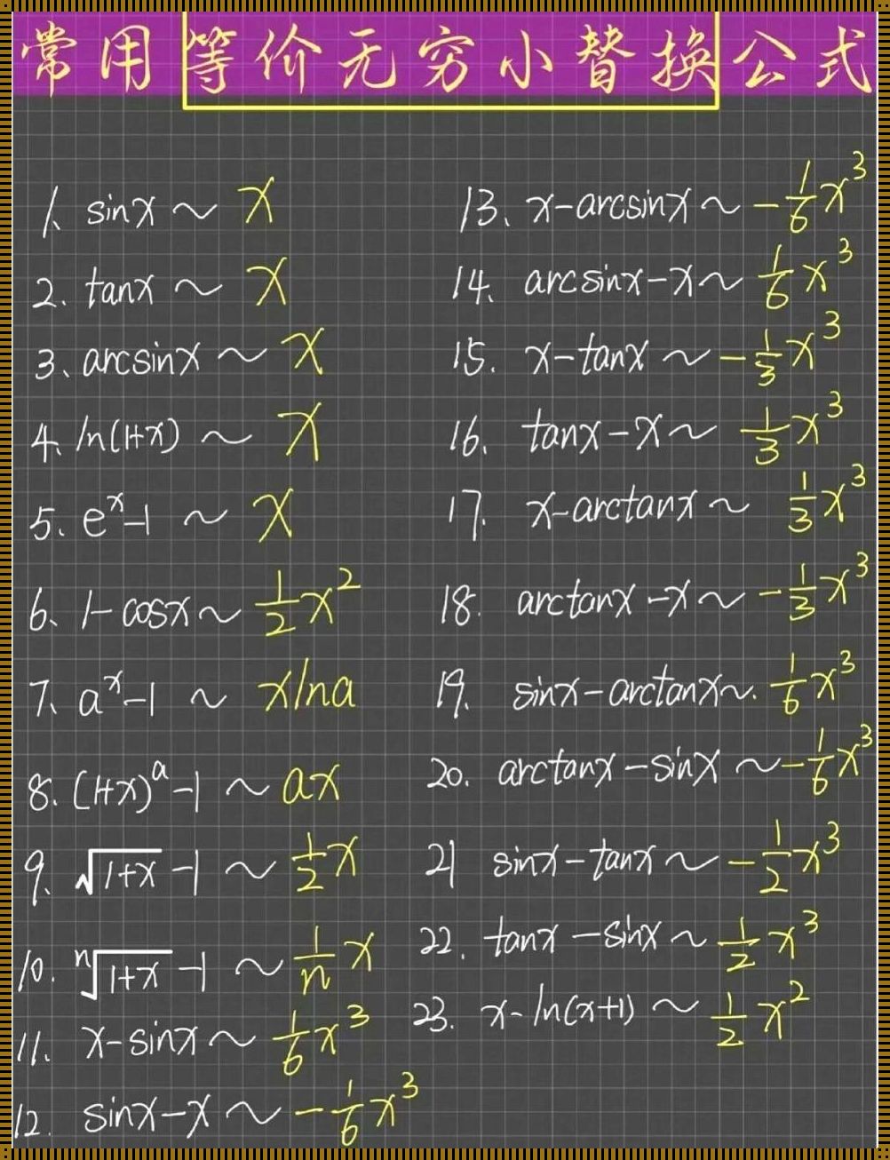 等价无穷小，笑看公式表，诙谐中的智慧