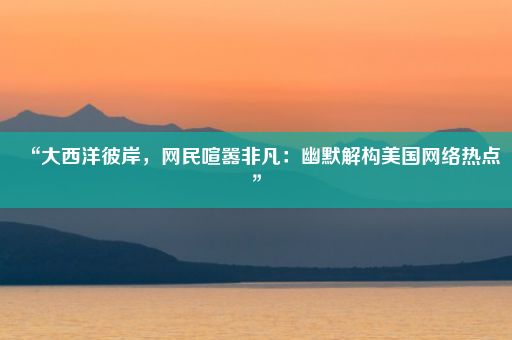 “大西洋彼岸，网民喧嚣非凡：幽默解构美国网络热点”