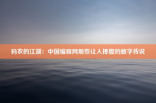 码农的江湖：中国编程网那些让人捧腹的数字传说