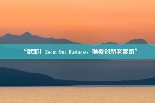 “欧耶！Zoom One Business，颠覆创新老套路”