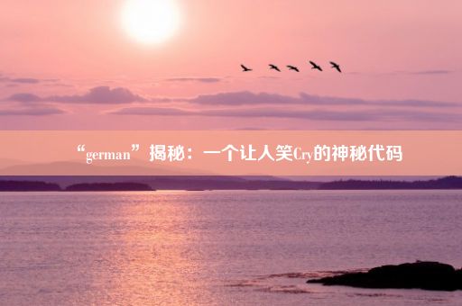 “german”揭秘：一个让人笑Cry的神秘代码