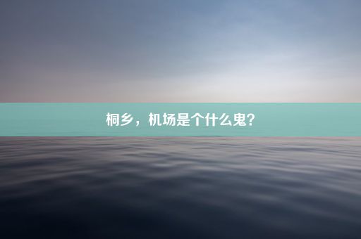 桐乡，机场是个什么鬼？