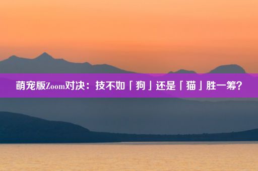 萌宠版Zoom对决：技不如「狗」还是「猫」胜一筹？