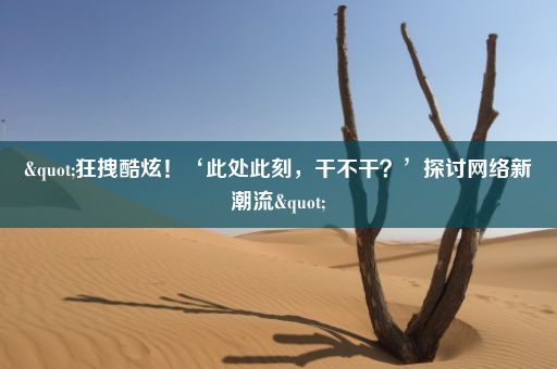 "狂拽酷炫！‘此处此刻，干不干？’探讨网络新潮流"