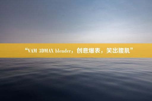 “VAM 3DMAX blender，创意爆表，笑出腹肌”