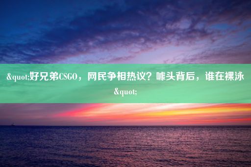 "好兄弟CSGO，网民争相热议？噱头背后，谁在裸泳"