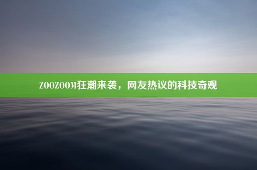 ZOOZOOM狂潮来袭，网友热议的科技奇观