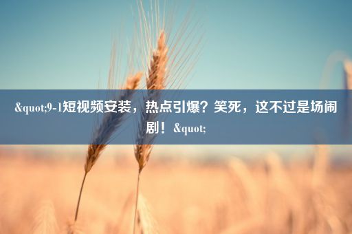 "9-1短视频安装，热点引爆？笑死，这不过是场闹剧！"