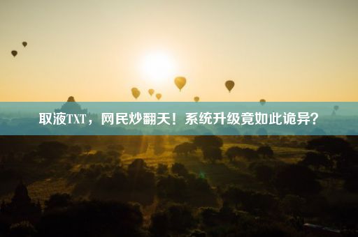 取液TXT，网民炒翻天！系统升级竟如此诡异？