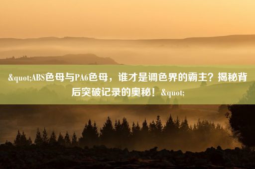 "ABS色母与PA6色母，谁才是调色界的霸主？揭秘背后突破记录的奥秘！"