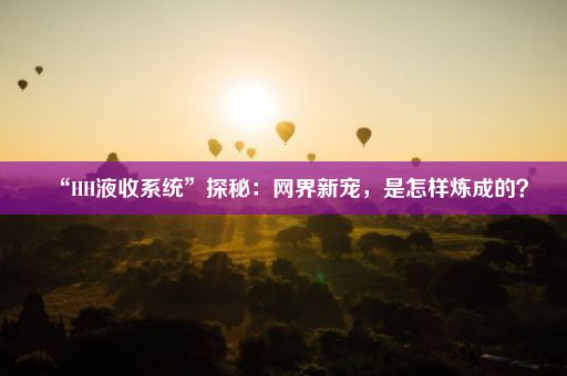 “HH液收系统”探秘：网界新宠，是怎样炼成的？