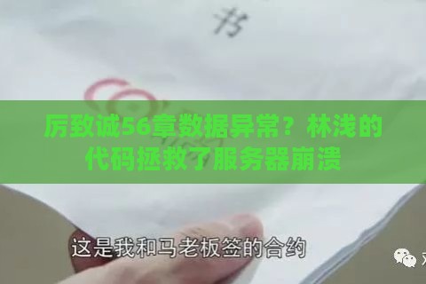 厉致诚56章数据异常?林浅的代码拯救了服务器崩溃 厉致诚56章数据异常?林浅的代码拯救了服务器崩溃