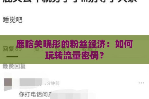 鹿晗关晓彤的粉丝经济：如何玩转流量密码？